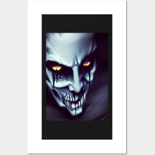 EVIL LAUGHING YELLOW EYED HALLOWEEN VAMPIRE Posters and Art